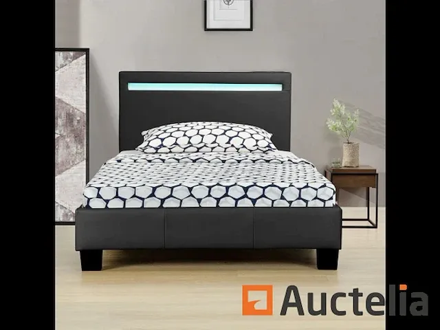 Gestoffeerd bed 90 x 200 cm met boxspring en led - afbeelding 2 van  4
