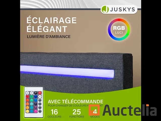 Gestoffeerd bed 90x200, bedframe met led verlichting - afbeelding 1 van  3
