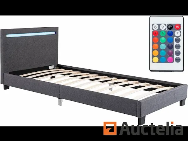 Gestoffeerd bed 90x200, bedframe met led verlichting - afbeelding 2 van  3