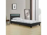 Gestoffeerd bed a met led-verlichting en bedbodem 90x200