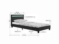 Gestoffeerd bed a met led-verlichting en bedbodem 90x200 - afbeelding 4 van  4
