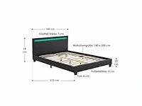 Gestoffeerd bed met led verlichting en bedbodem 140x200cm - afbeelding 2 van  4