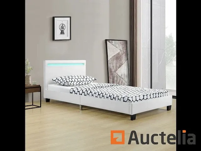 Gestoffeerd bed met led verlichting en boxspring 90 x 200 - afbeelding 2 van  5