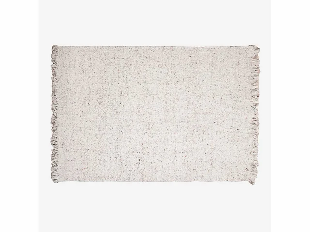 Geweven wollen vloerkleed - 240 x 170 cm - beige tartan patroon - afbeelding 3 van  5