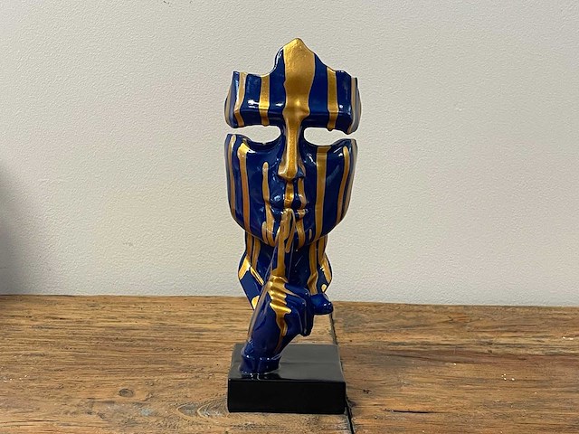 Gezicht van stilte ssshht h23cm blauw trash goud - afbeelding 1 van  2