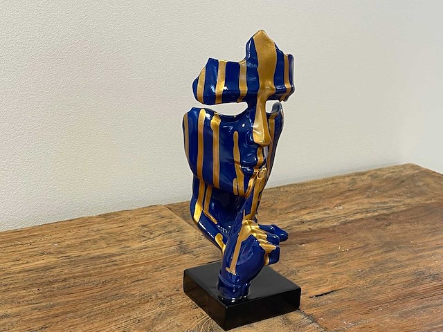 Gezicht van stilte ssshht h23cm blauw trash goud - afbeelding 2 van  2