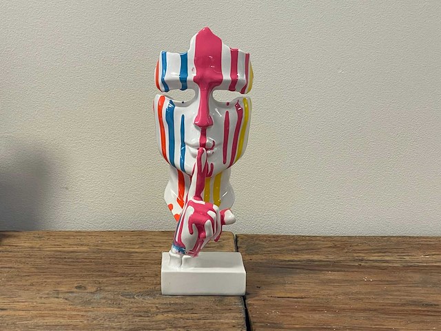 Gezicht van stilte ssshht h23cm wit trash - afbeelding 1 van  2