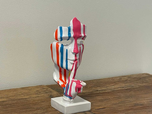 Gezicht van stilte ssshht h23cm wit trash - afbeelding 2 van  2