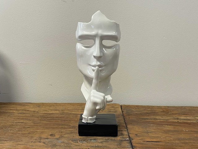 Gezicht van stilte ssshht h23cm wit - afbeelding 1 van  2