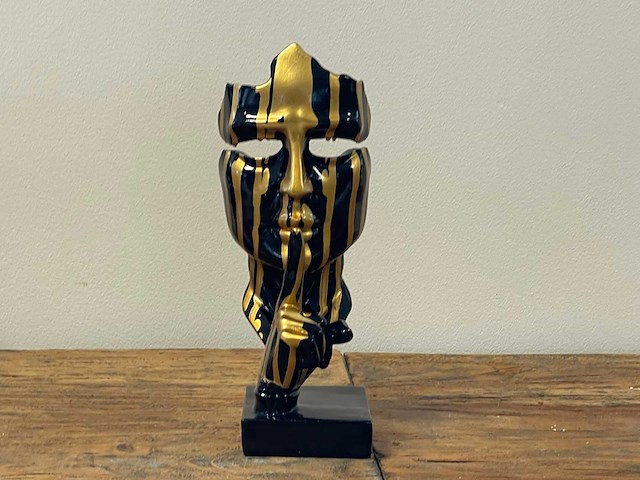 Gezicht van stilte ssshht h23cm zwart trash goud - afbeelding 1 van  2