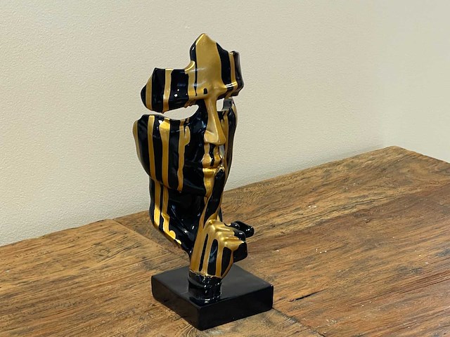 Gezicht van stilte ssshht h23cm zwart trash goud - afbeelding 2 van  2