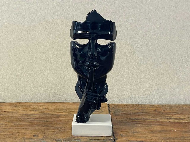 Gezicht van stilte ssshht h23cm zwart - afbeelding 1 van  2