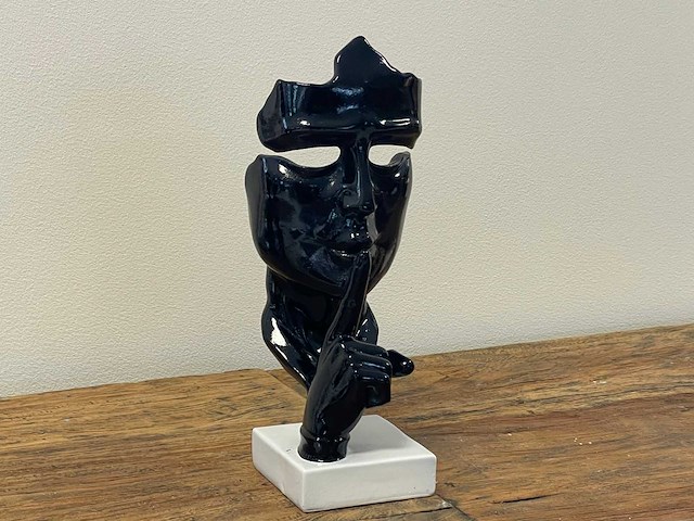 Gezicht van stilte ssshht h23cm zwart - afbeelding 2 van  2