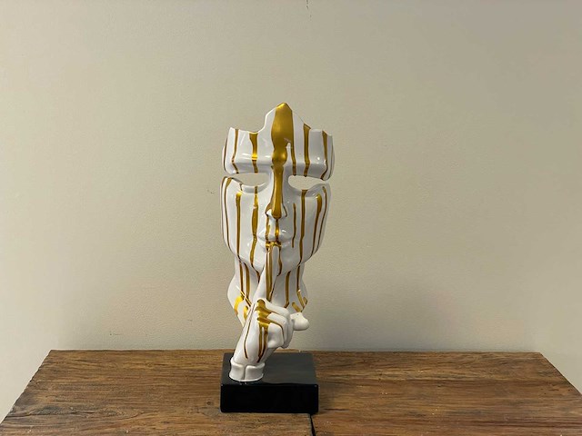 Gezicht van stilte ssshht h43cm wit trash goud - afbeelding 1 van  2