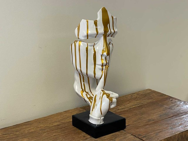 Gezicht van stilte ssshht h43cm wit trash goud - afbeelding 2 van  2