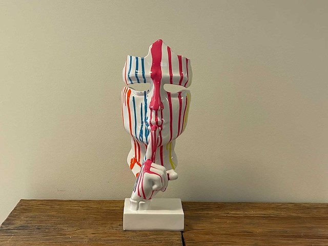 Gezicht van stilte ssshht h43cm wit trash - afbeelding 1 van  2