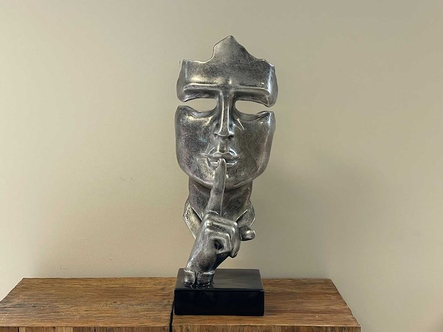 Gezicht van stilte ssshht h63cm old silver - afbeelding 1 van  2