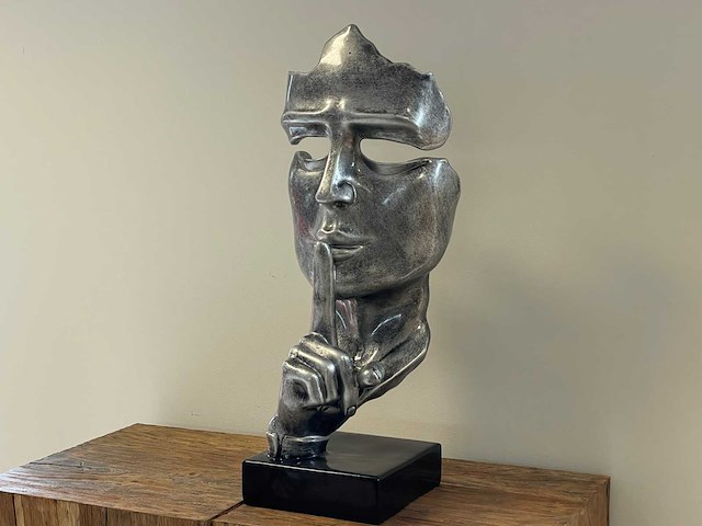Gezicht van stilte ssshht h63cm old silver - afbeelding 2 van  2