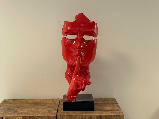 Gezicht van stilte ssshht h63cm rood - afbeelding 1 van  2