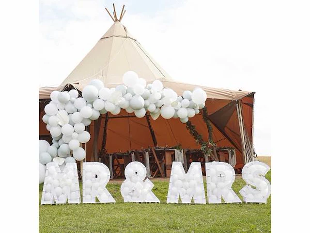 Ginger ray - ballonstandaard mr & mrs - wit - per set - afbeelding 1 van  2