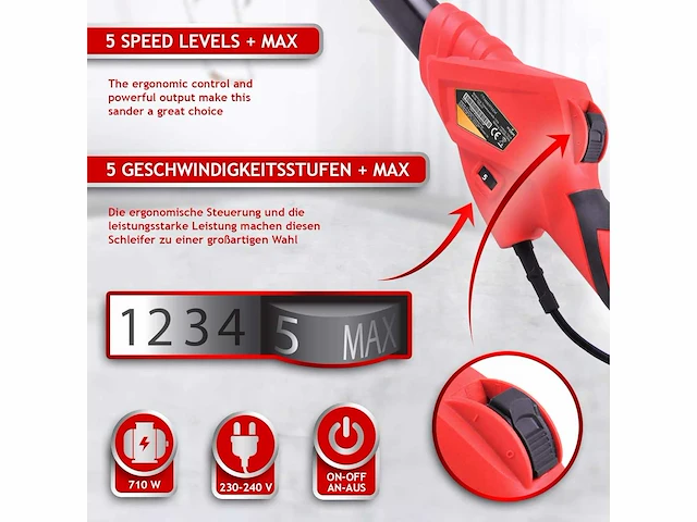 Giraffe sander - telescopische steel 136-168 cm, 710 w - afbeelding 4 van  5