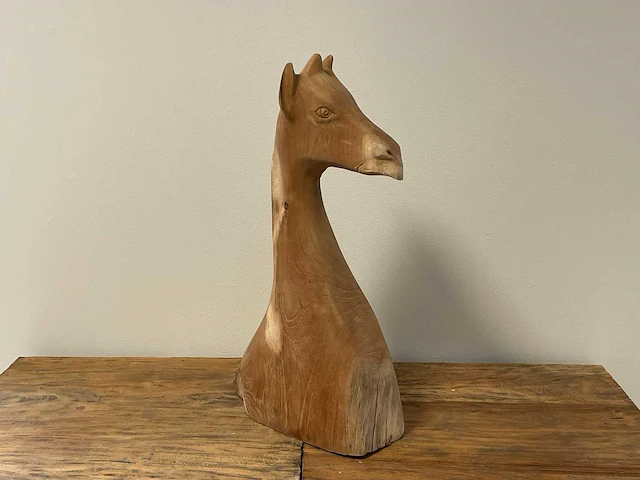 Giraffekop / giraf head in teak h42cm - afbeelding 1 van  1