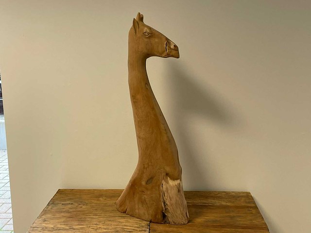 Giraffekop / giraf head in teak h72cm - afbeelding 1 van  1