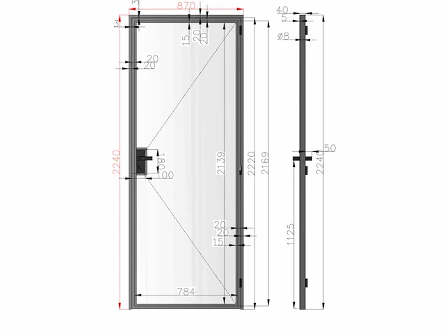 Glazen deur met aluminium kader – ral 1036 goud - afbeelding 7 van  8