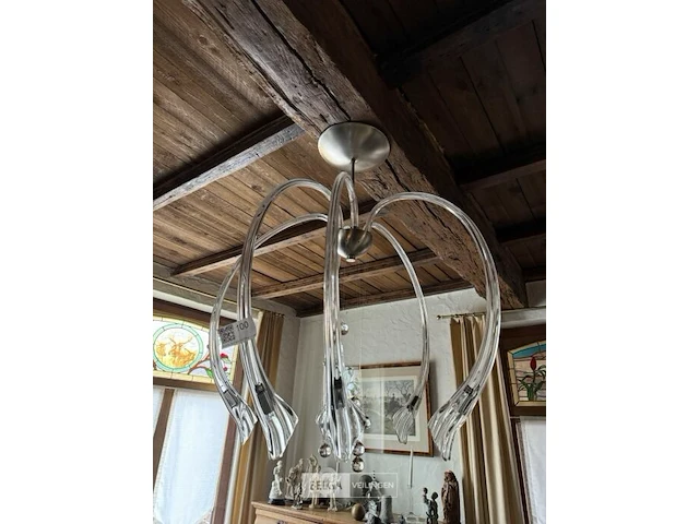 Glazen luster 6-armig - afbeelding 1 van  2