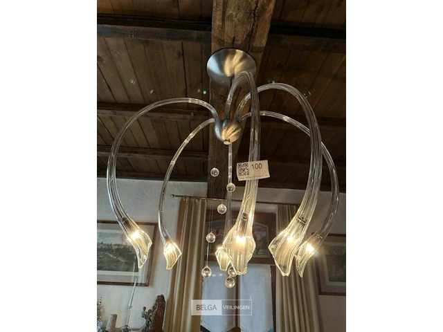 Glazen luster 6-armig - afbeelding 2 van  2