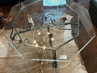 Glazen salontafel met metalen onderstel - afbeelding 1 van  5