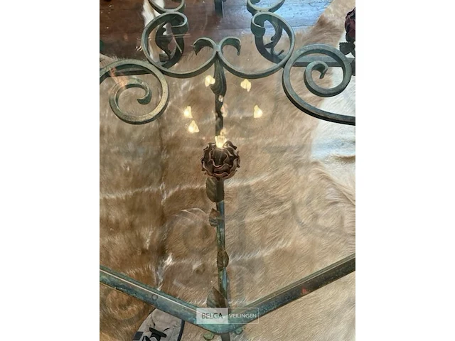 Glazen salontafel met metalen onderstel - afbeelding 2 van  5