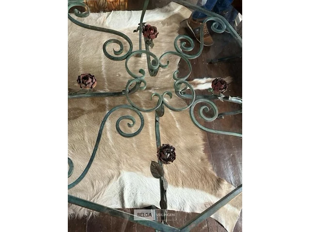 Glazen salontafel met metalen onderstel - afbeelding 5 van  5