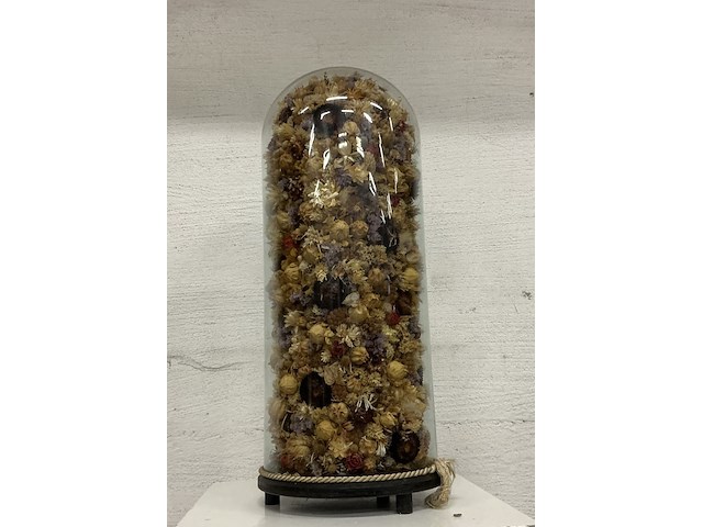 Glazen stolp met droogbloemen - afbeelding 2 van  2