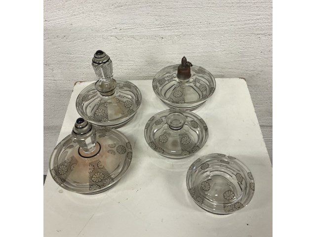 Glazen toiletset met bloemenmotief - 5-delig - afbeelding 1 van  2