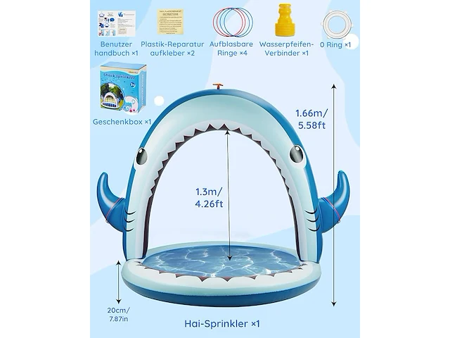 Gleamkid 4-in-1 opblaasbaar haaienwaterspeelgoed - afbeelding 2 van  2
