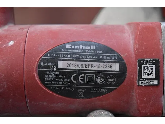 Gleuvenfrees einhell tc-ma1300 in koffer (17) - afbeelding 6 van  6