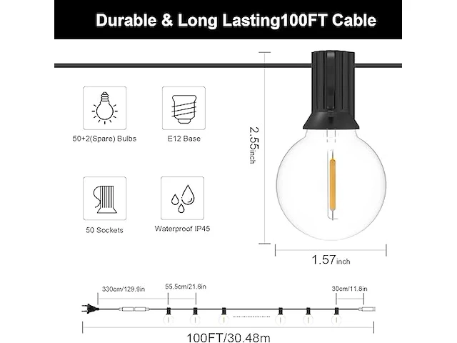 Gluroo 30m g40 led-lichtslingers voor buiten - afbeelding 2 van  3