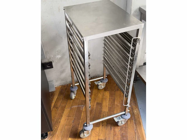 Gn dienblad trolley – inox – heavy-duty, verrijdbaar - afbeelding 1 van  5