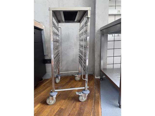 Gn dienblad trolley – inox – heavy-duty, verrijdbaar - afbeelding 3 van  5