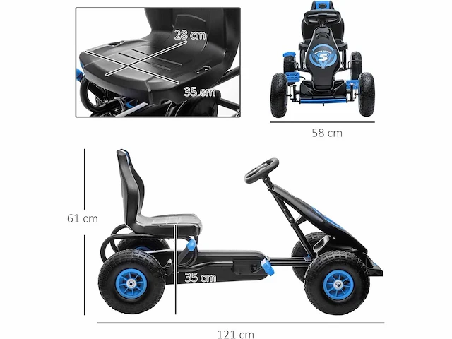 Go-kart pedaal skelter pedaal voertuig verstelbare stoel 3 standen - afbeelding 4 van  4