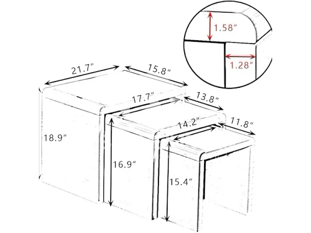 Goldfan hoogglans grijze salontafel (set van 3) - afbeelding 3 van  6