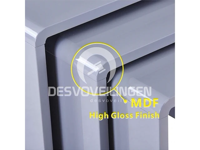 Goldfan hoogglans grijze salontafel (set van 3) - afbeelding 4 van  6