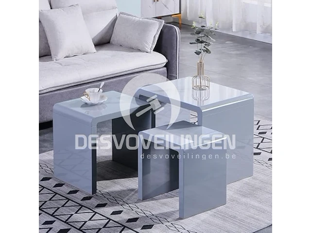Goldfan hoogglans grijze salontafel (set van 3) - afbeelding 6 van  6