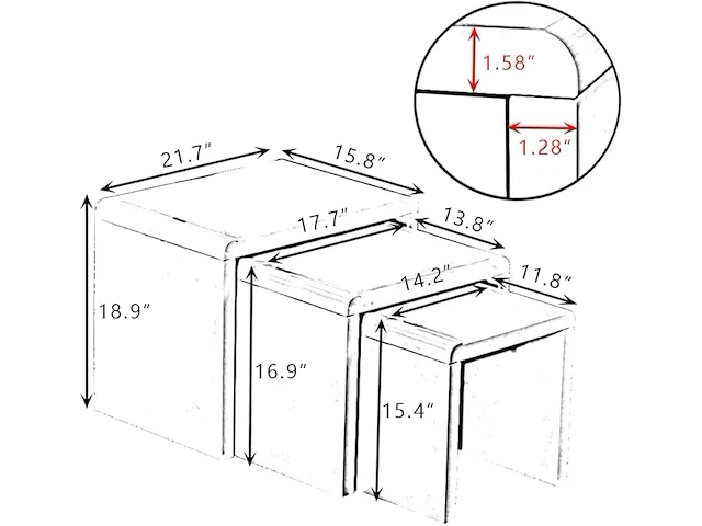 Goldfan hoogglans grijze salontafel (set van 3) - afbeelding 2 van  5