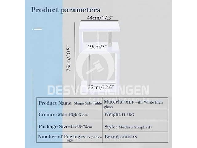 Goldfan moderne bijzettafel - afbeelding 4 van  5