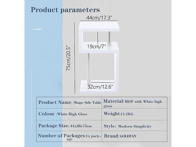 Goldfan moderne bijzettafel - afbeelding 2 van  4