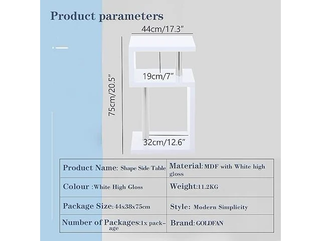Goldfan moderne bijzettafel - afbeelding 2 van  3