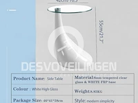 Goldfan wit glanzend glas bijzettafel - afbeelding 6 van  7