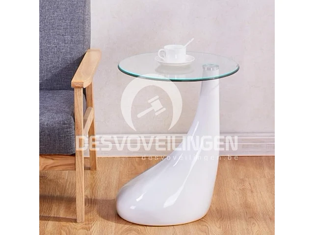 Goldfan wit glanzend glas bijzettafel - afbeelding 1 van  7